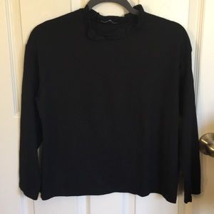 Black Zara Top with ruffle neck